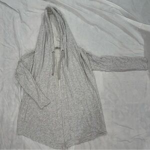 Athleta Heather Gray Hooded Open Front Cardigan Jacket Size M